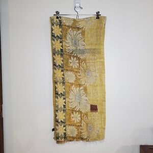 2 Chic Reversible Kantha Quilt Scarf Wrap Bohemian Floral Sunburst Pattern